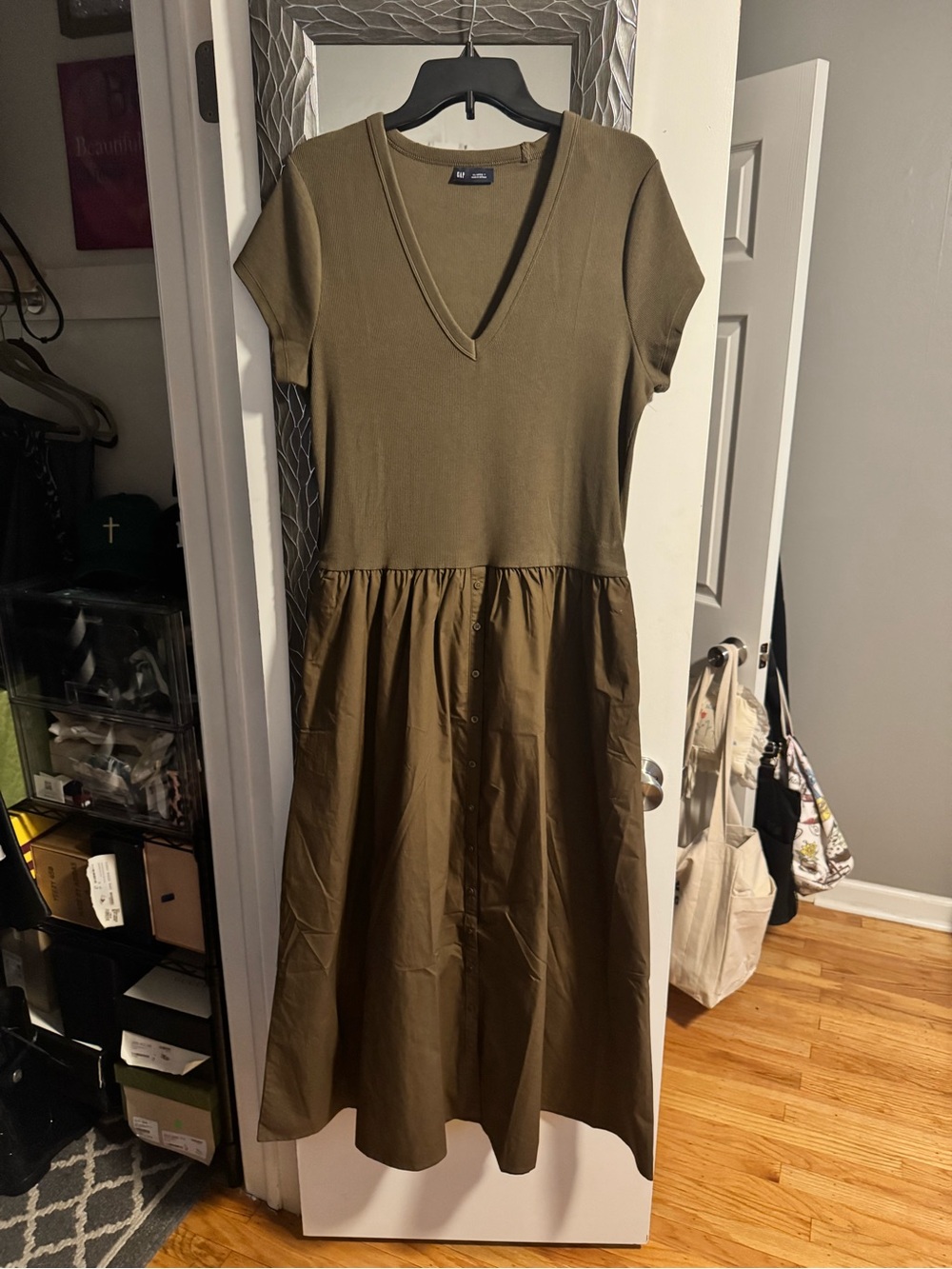 GAP brown V-Neck Short Sleeve Midi Dress size 16 TALL